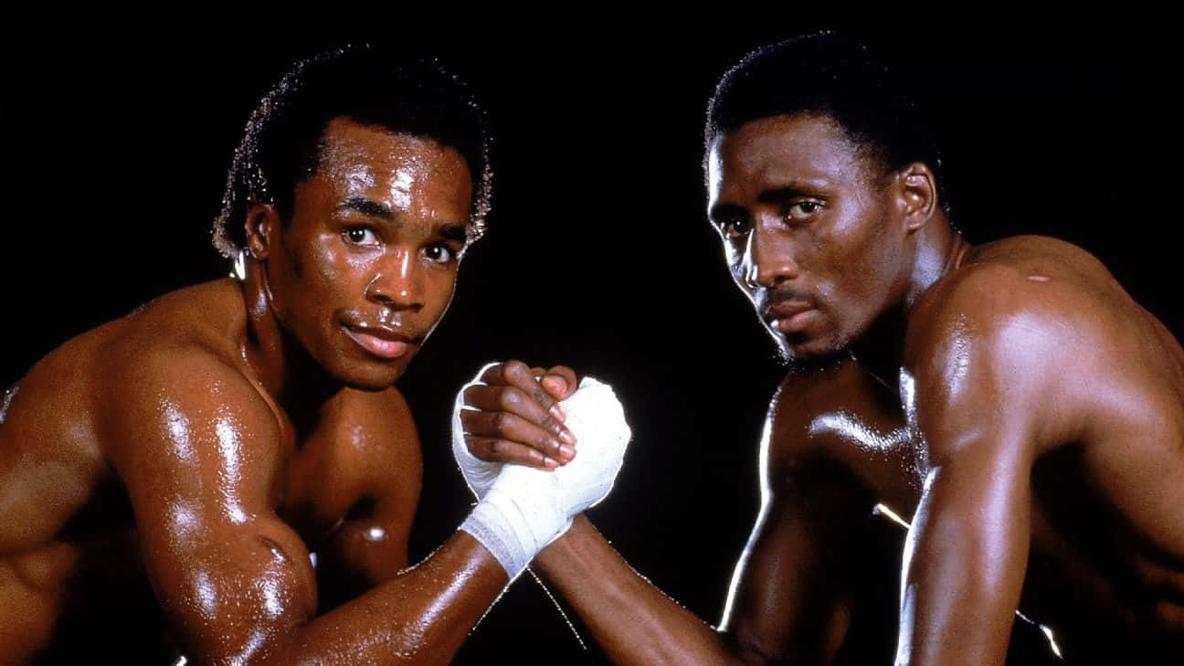 Ray Leonard Shaking Hands With Fellow Boxer