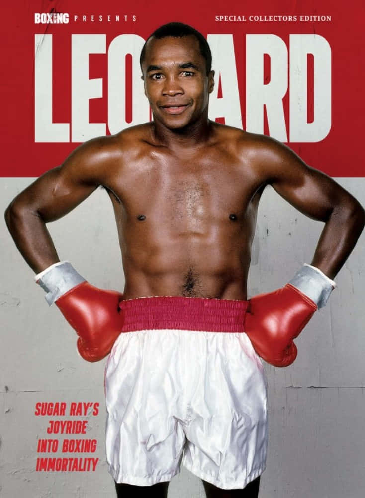 Ray Leonard With Red And White Backdrop Background