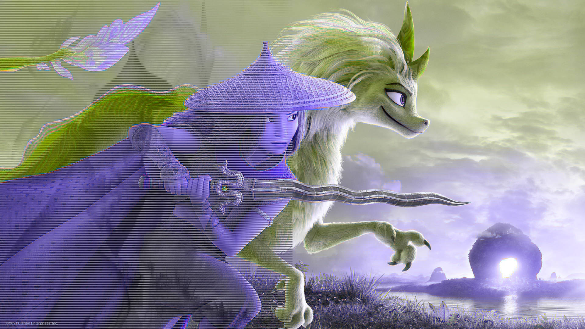 Raya And The Last Dragon Heroes Retro Art Background