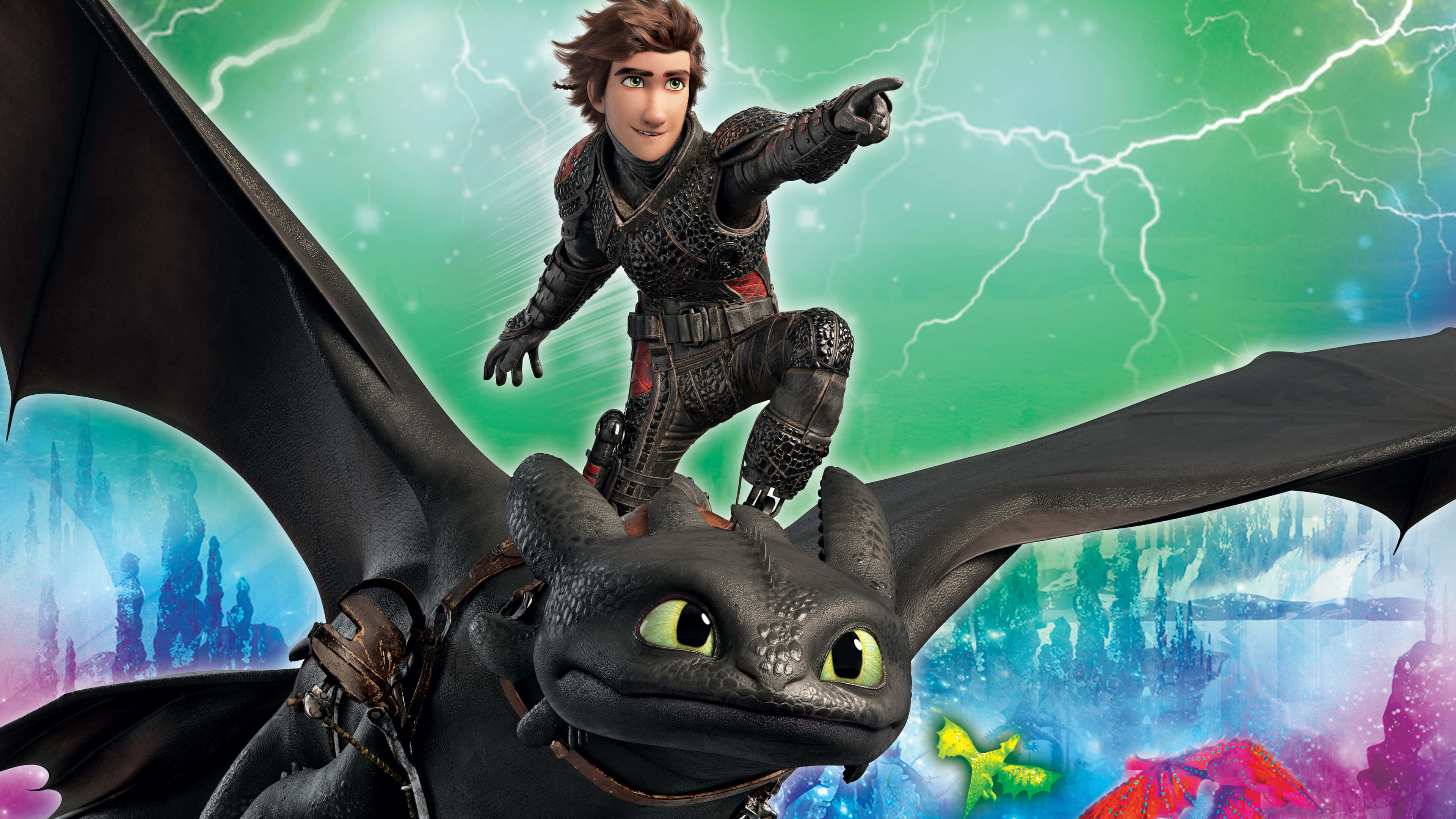 Raya, Toothless And Bruder Go On An Exciting Journey In How To Train Your Dragon 4k Background