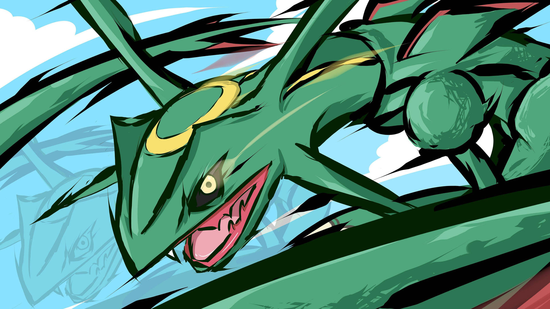 Rayquaza 2d Drawing Artwork Background
