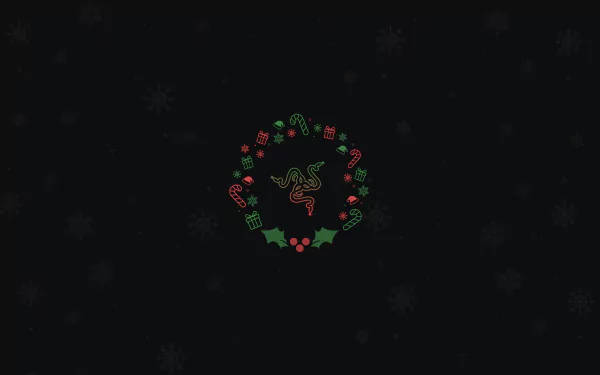Razer Logo In Christmas Wreath 4k Background