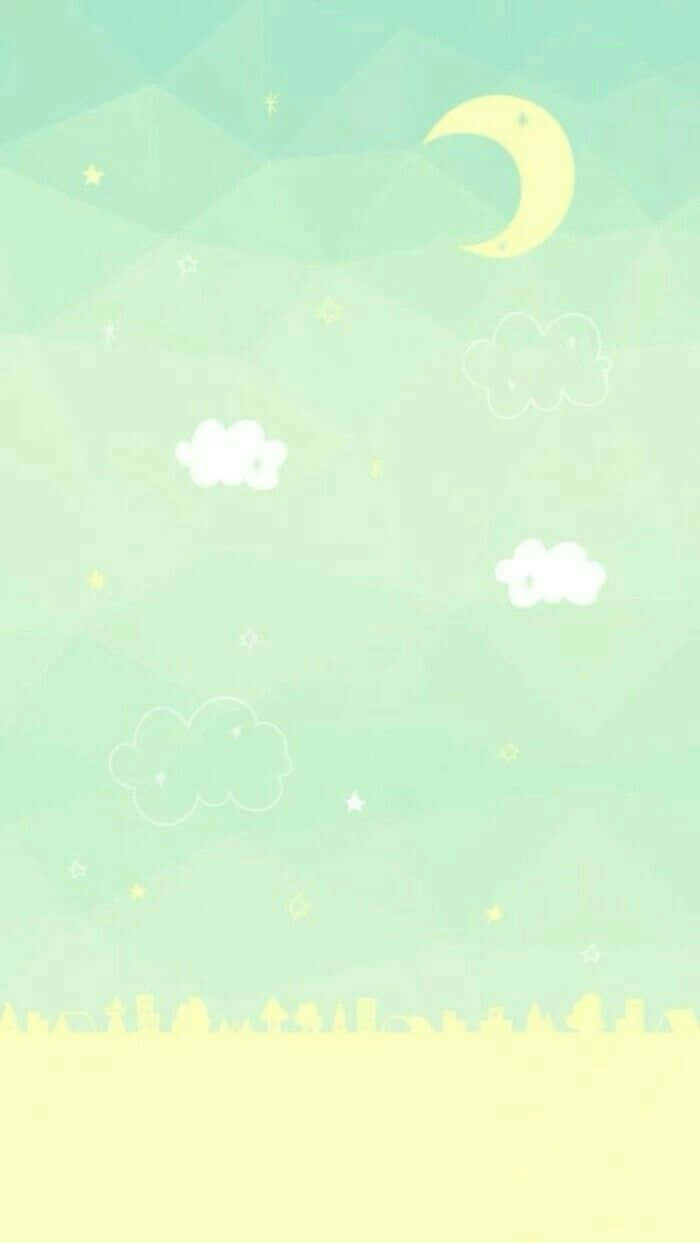 Ready To Take On The Day - A Cute Green Kawaii Character Background