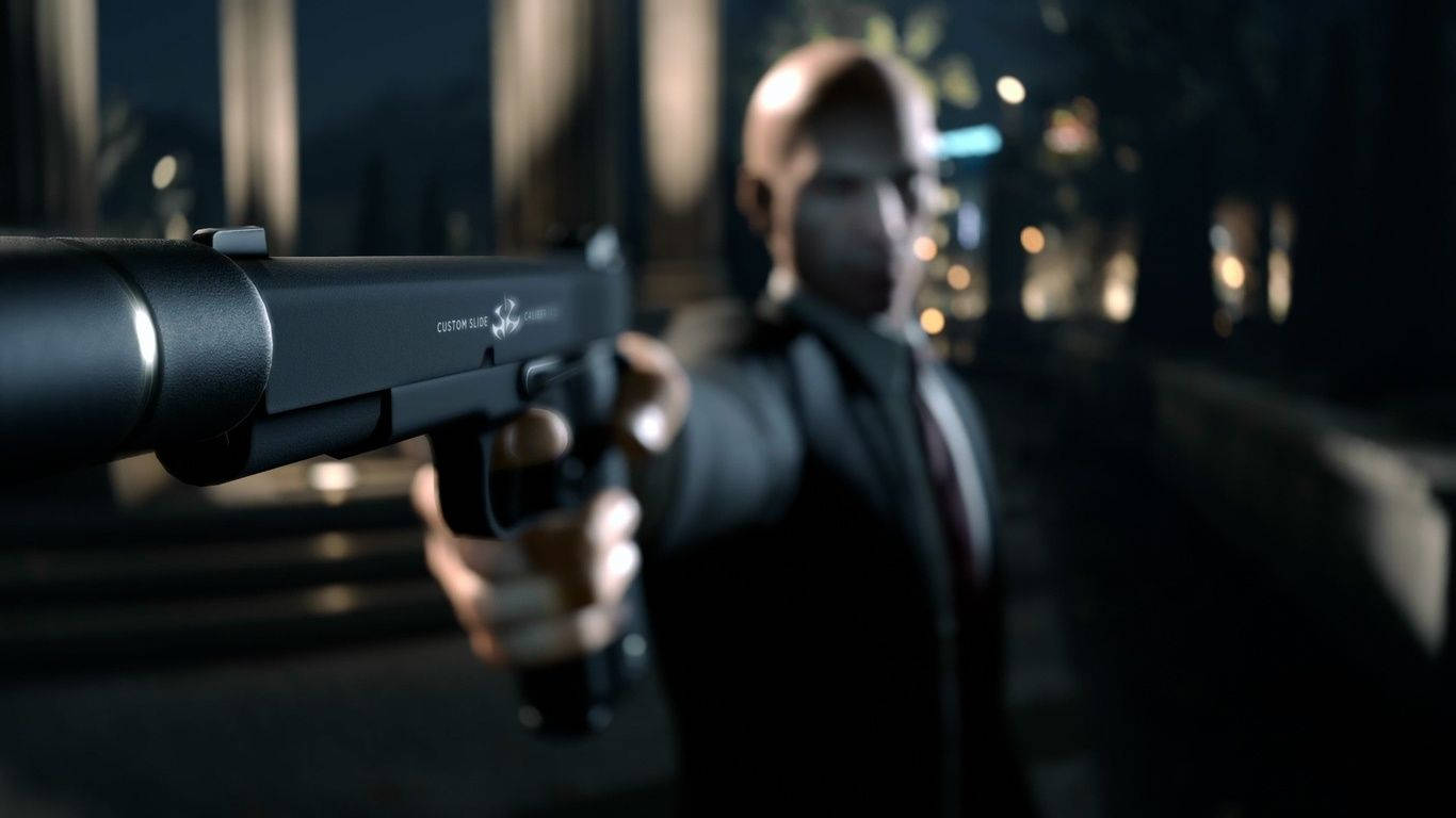 Real Hitman Agent 47 Points Gun Background