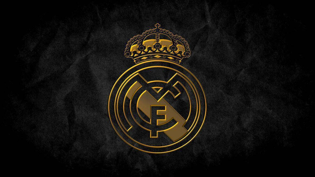 Real Madrid Logo In Gold Background