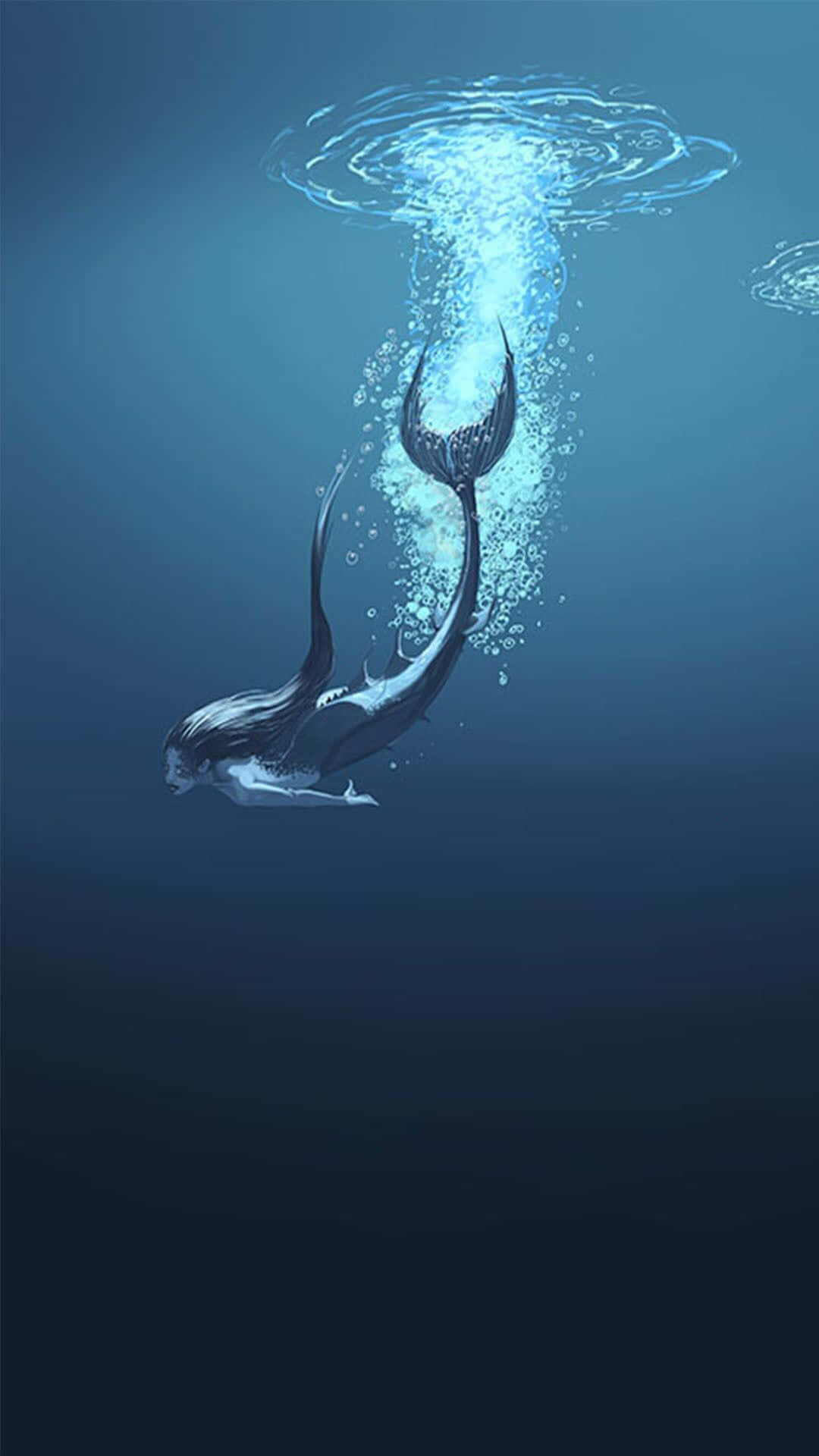 Real Mermaid Diving In Water Background