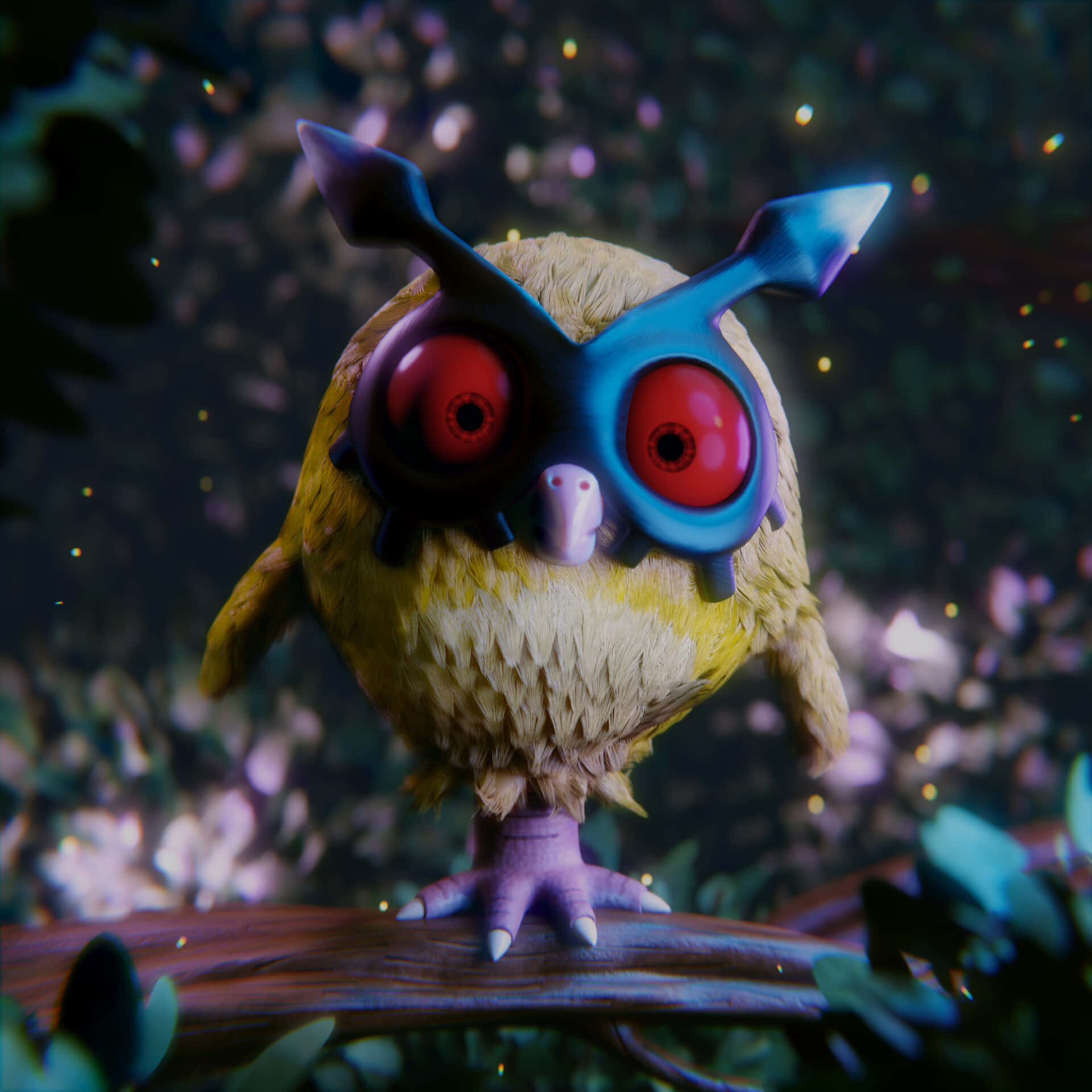 Realistic 3d Animation Of Hoothoot Pokemon Background