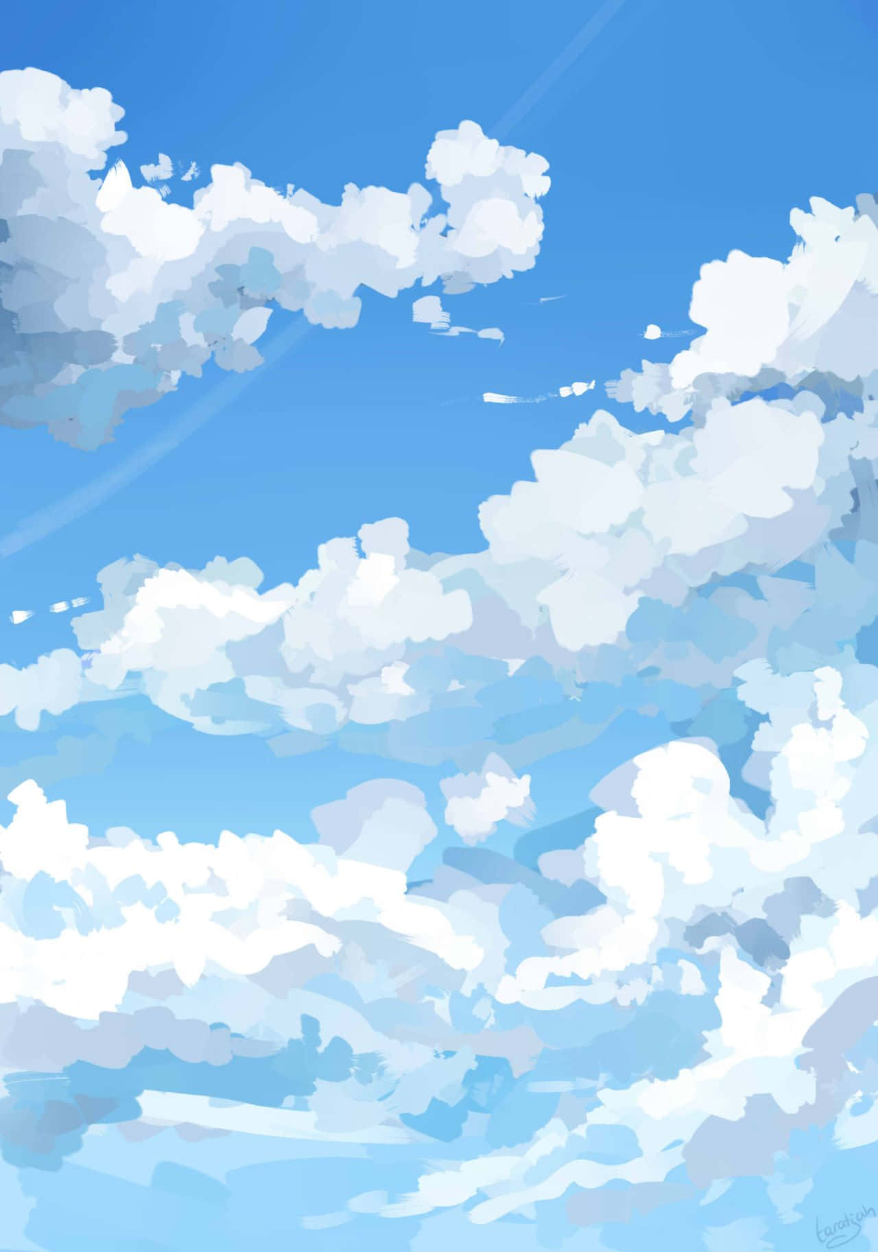 Realistic Cloud Painting Aesthetic Light Blue