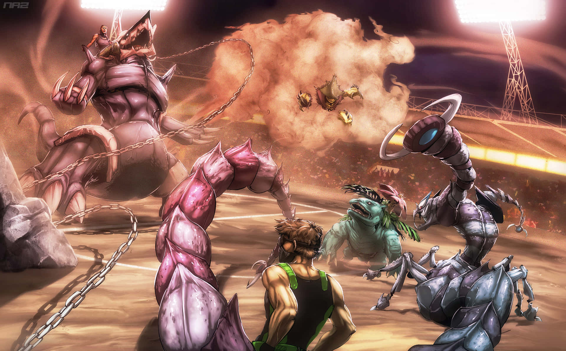 Realistic Drapion Fighting Background