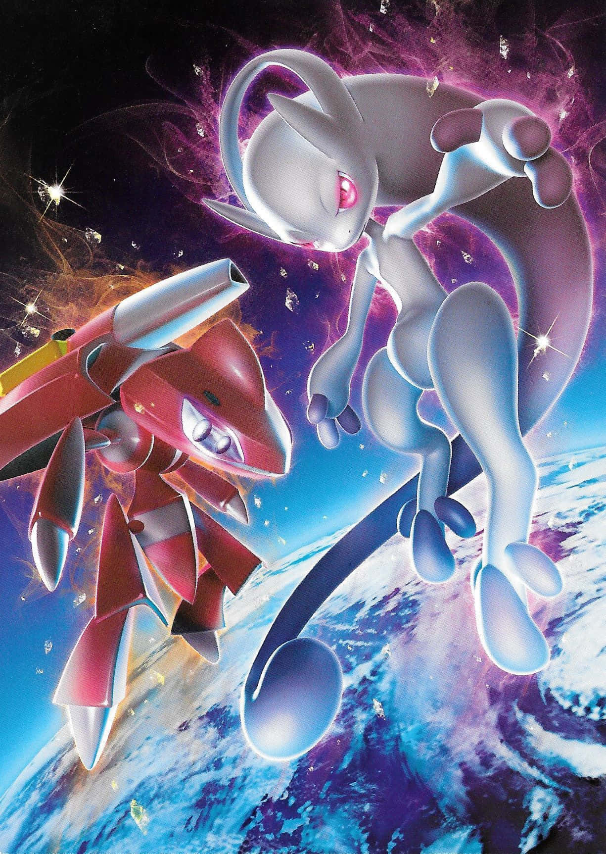 Realistic Genesect And Mewtwo Pokemon Background