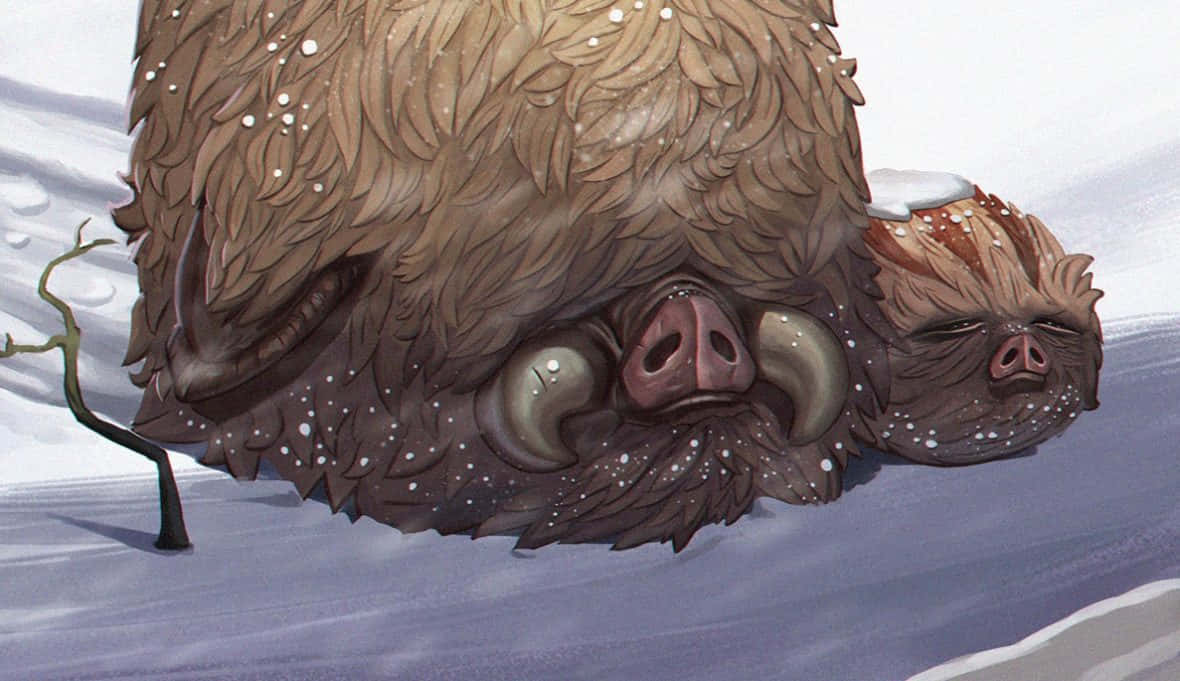 Realistic Piloswine And Swinub Desktop Background