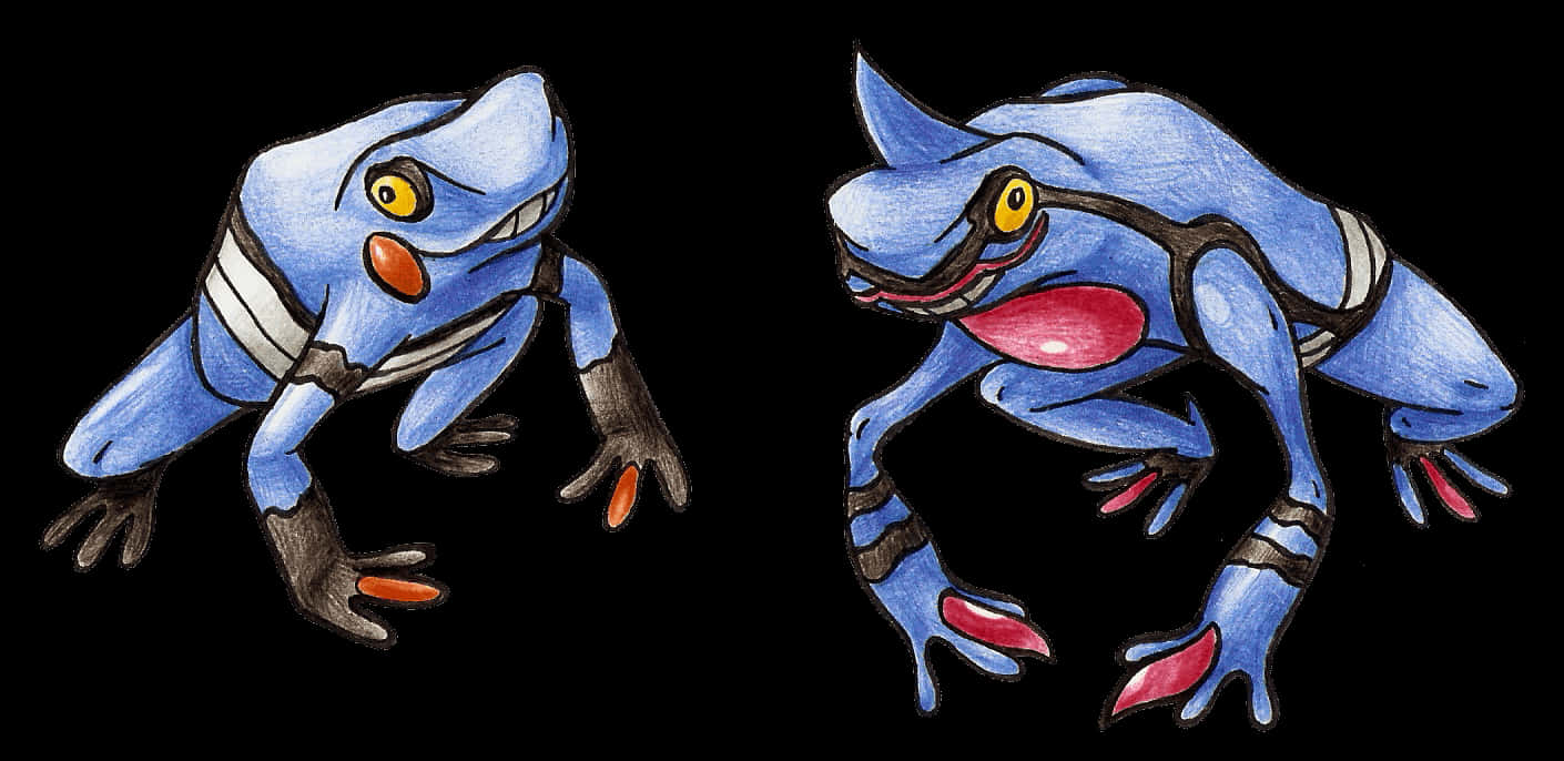 Realistic Toxicroak And Croagunk Drawing Background