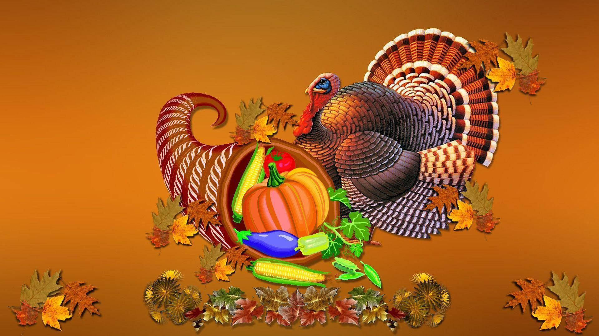 Realistic Turkey Happy Thanksgiving Background