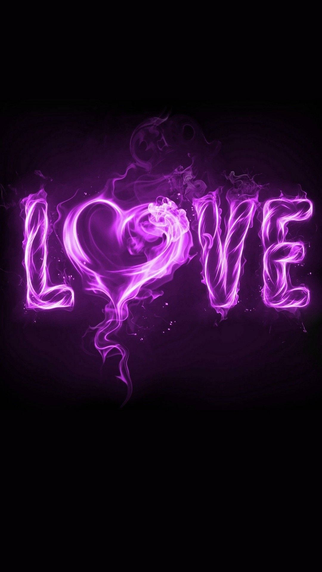 Really Cool Love Blazing In Violet Background