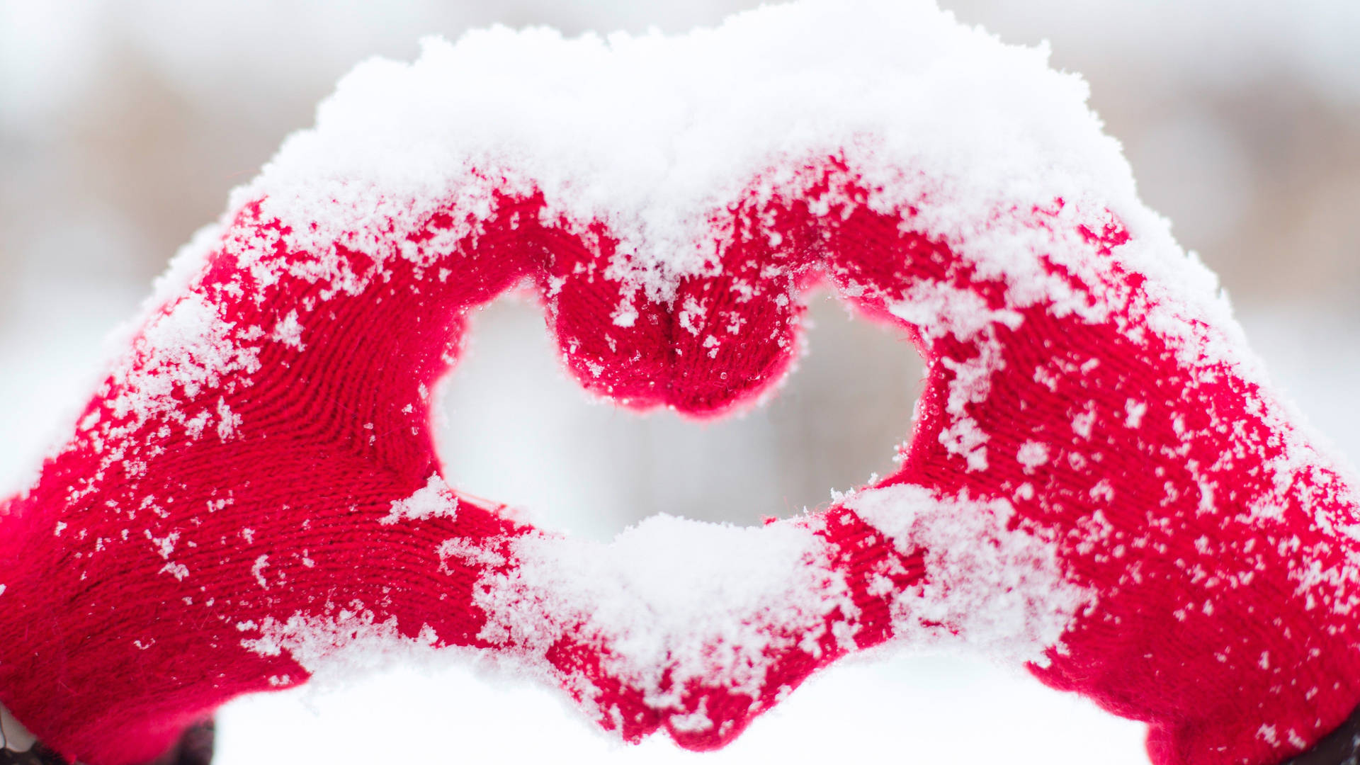 Really Cool Love Heart Hand And Snow Background