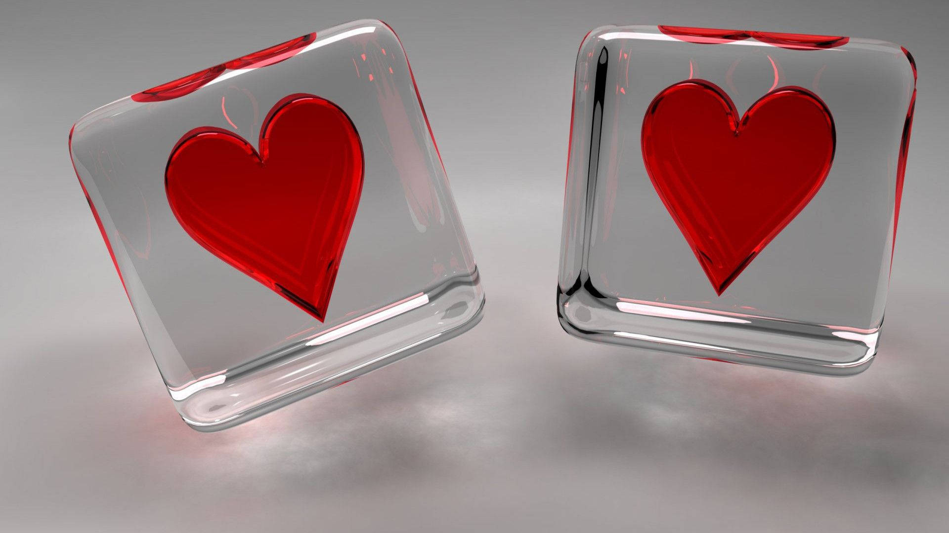 Really Cool Love Hearts In Acrylic Cubes Background