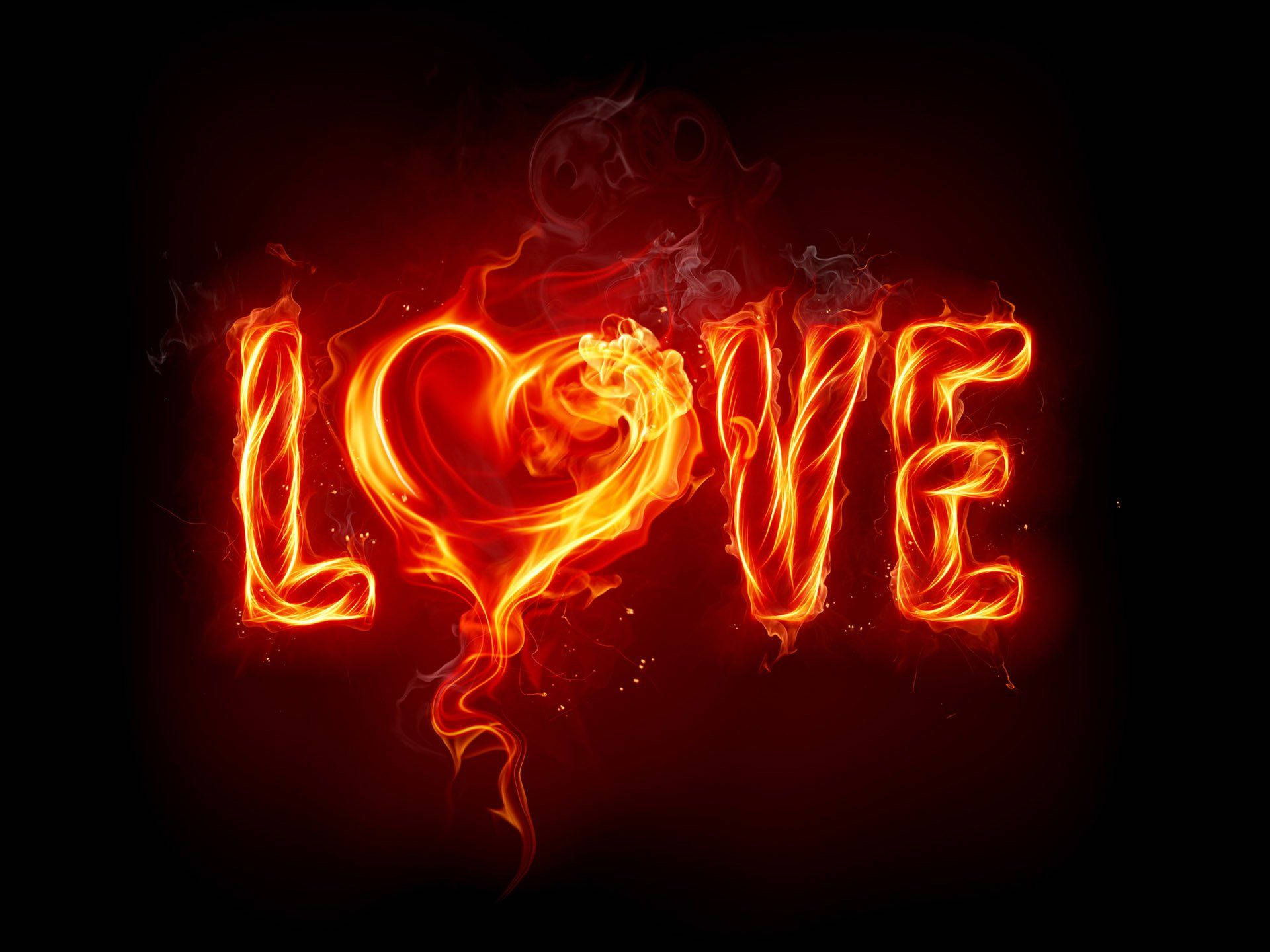 Really Cool Love In Burning Fire Background