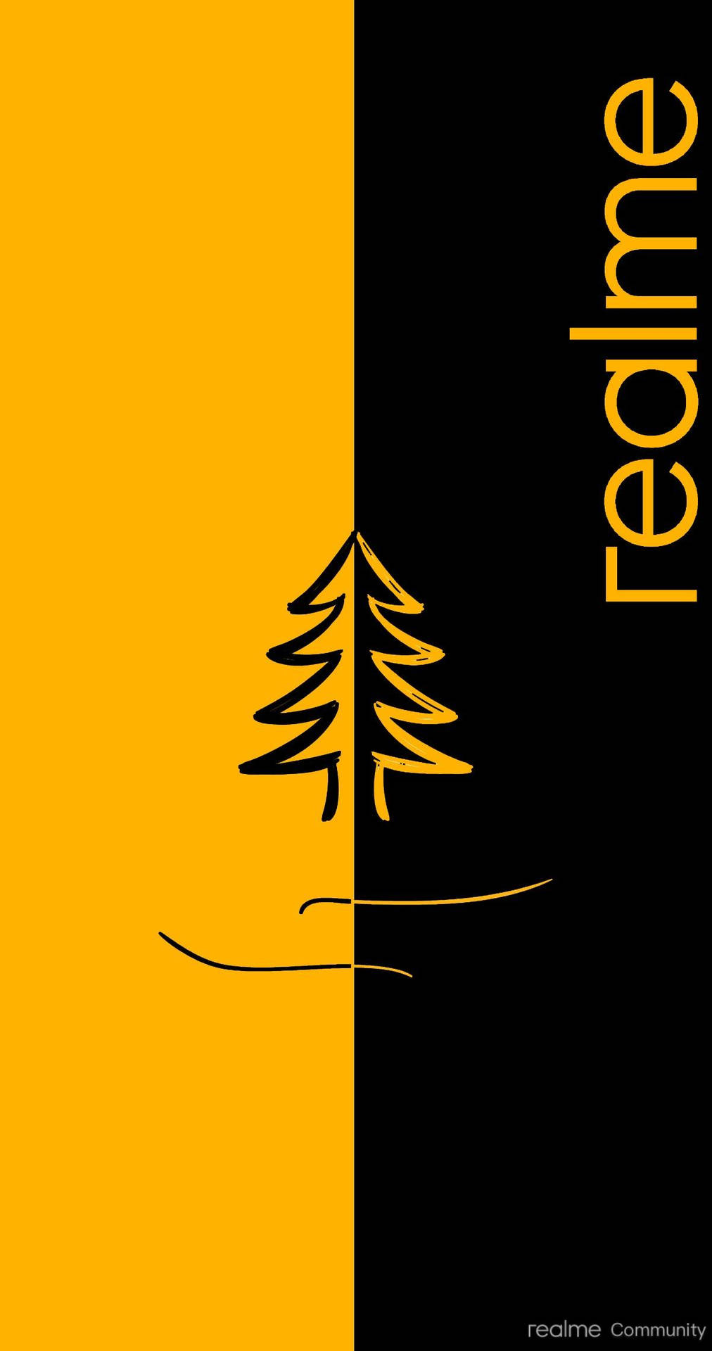 Realme 7 Pro Black Yellow Tree Background