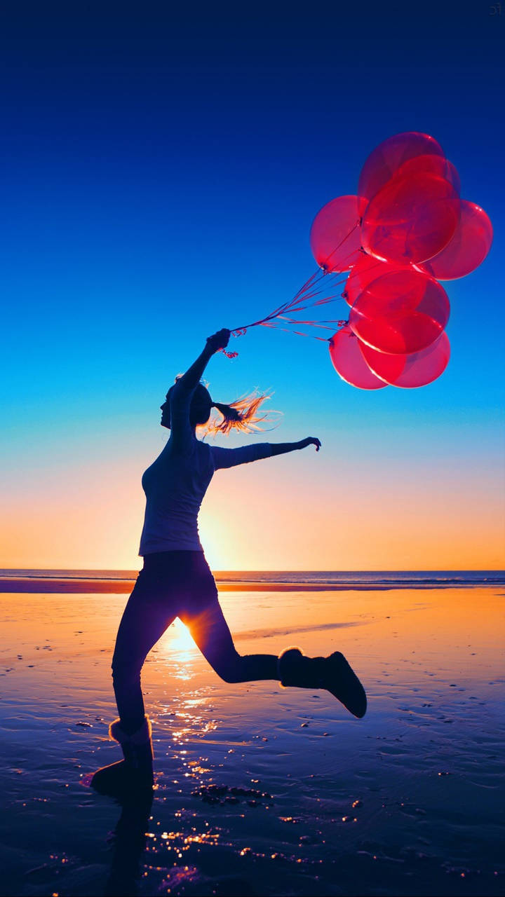 Realme 7 Pro Woman With Balloons Background