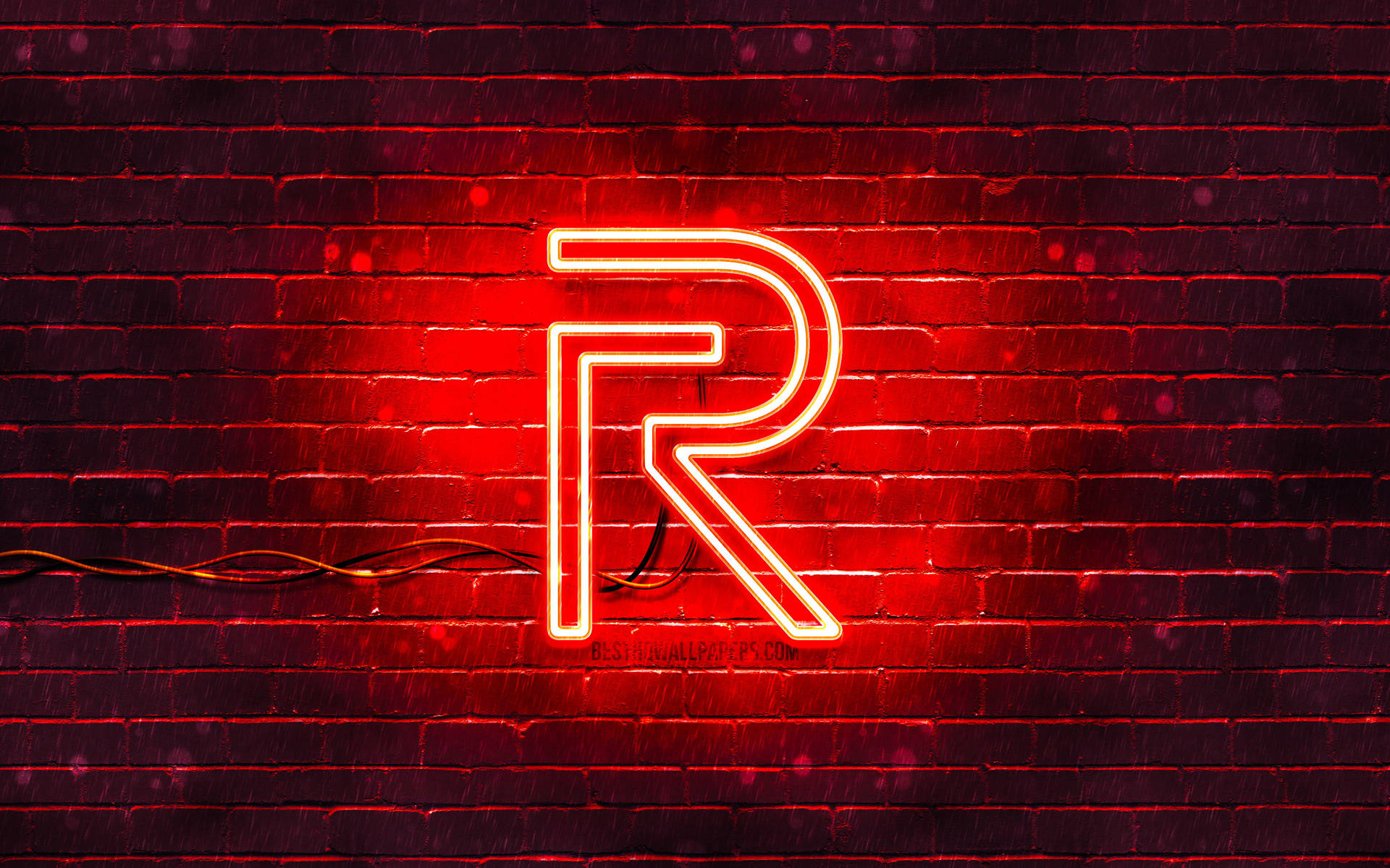 Realme Logo Neon Sign Red Background