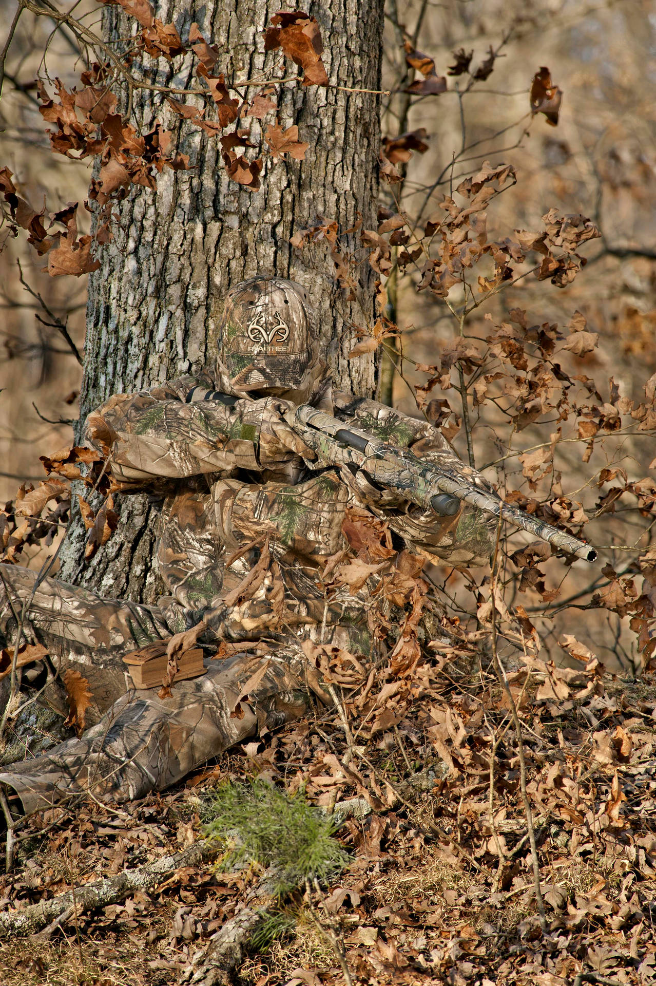 Realtree Camo Soldier With Gun Background