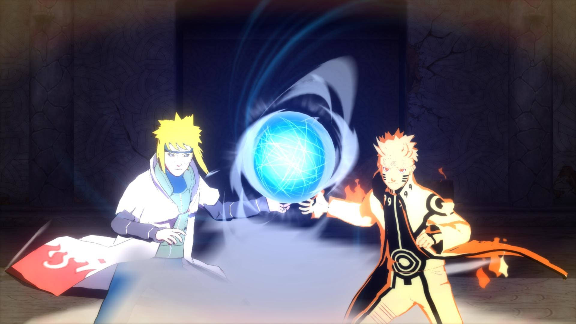 Reanimated Minato With Naruto Rasengan Background