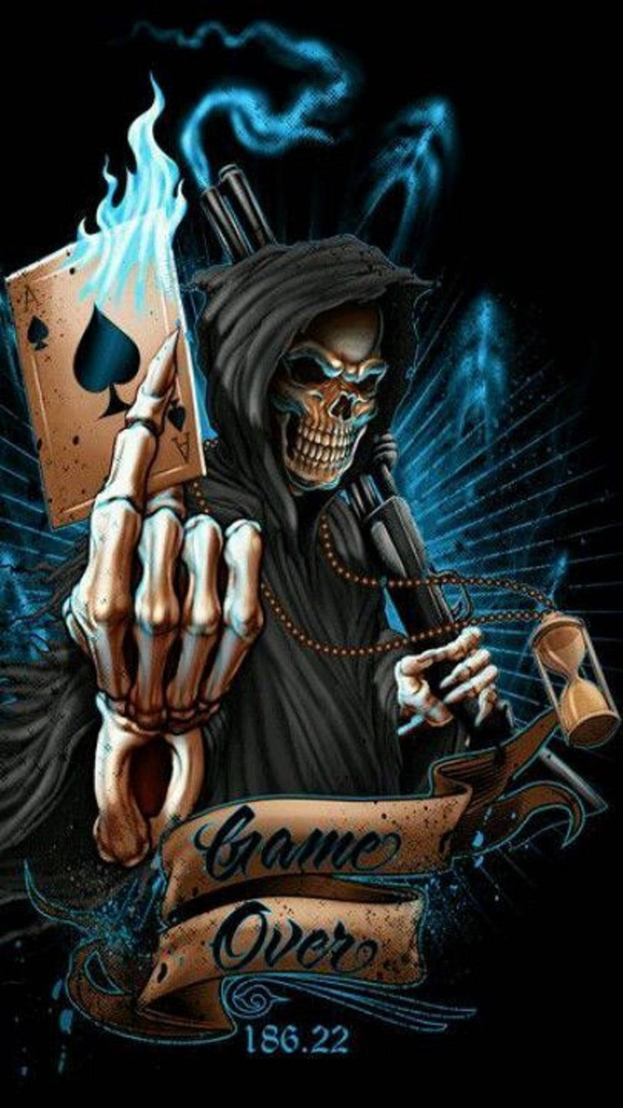 Reaper Death Skeleton Aesthetic Game Over Card