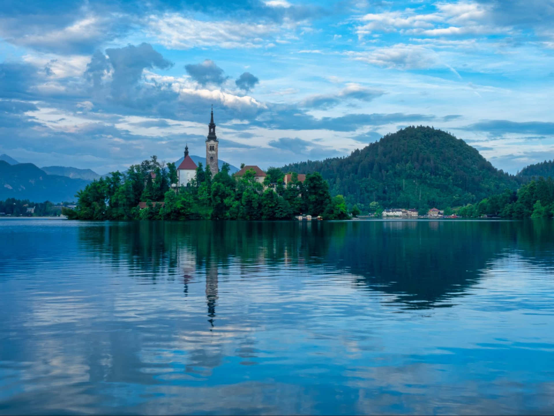 Rear View Of Lake Bled's Island