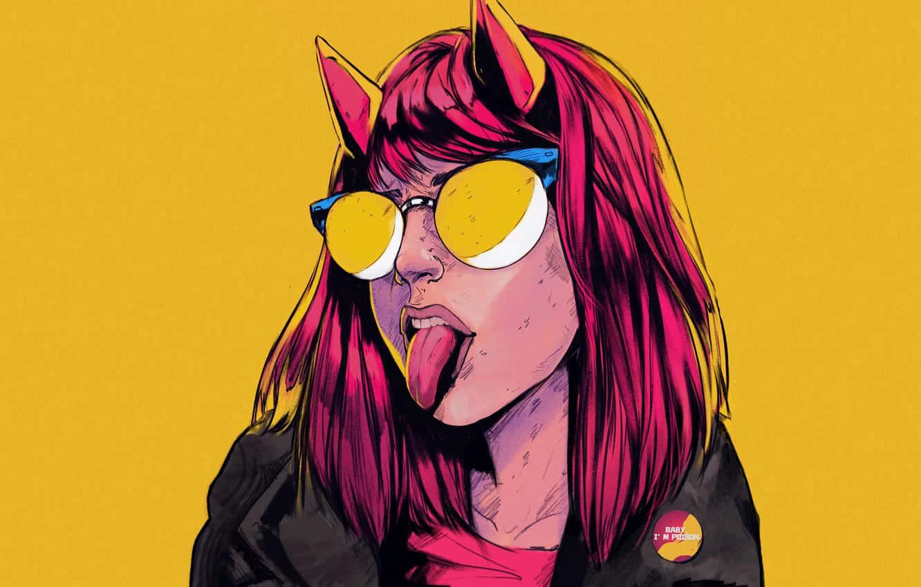 Rebel Girl Yellow Sunglasses Artwork Background