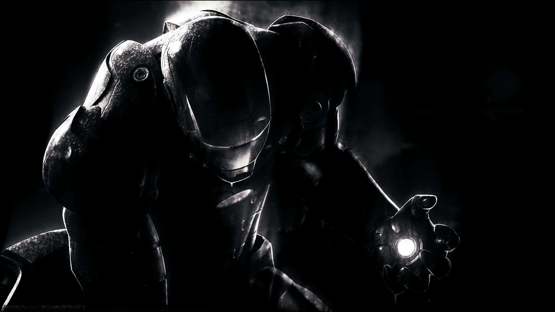 Recharging Iron Man Black And White Background