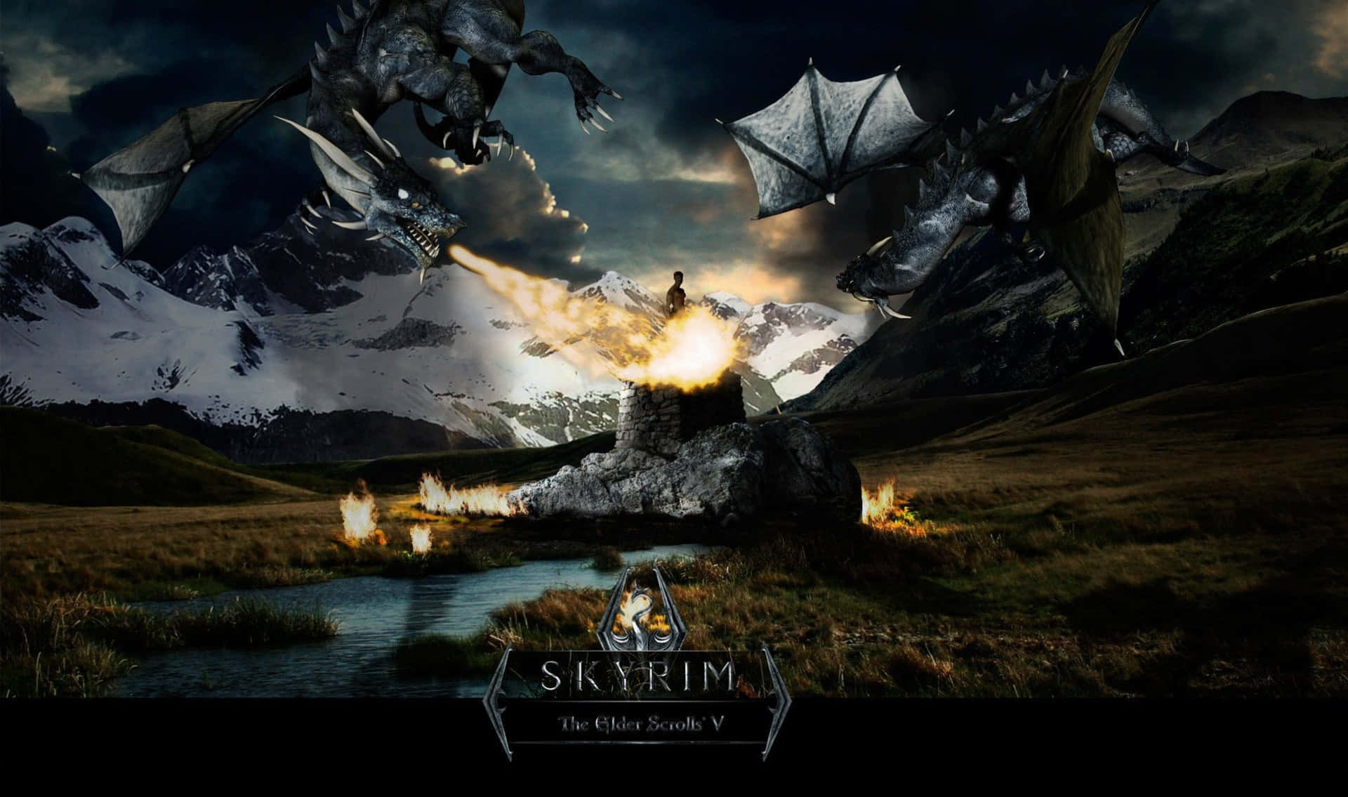 Reclaim Your Throne As A Dovahkiin In Skyrim Desktop Background