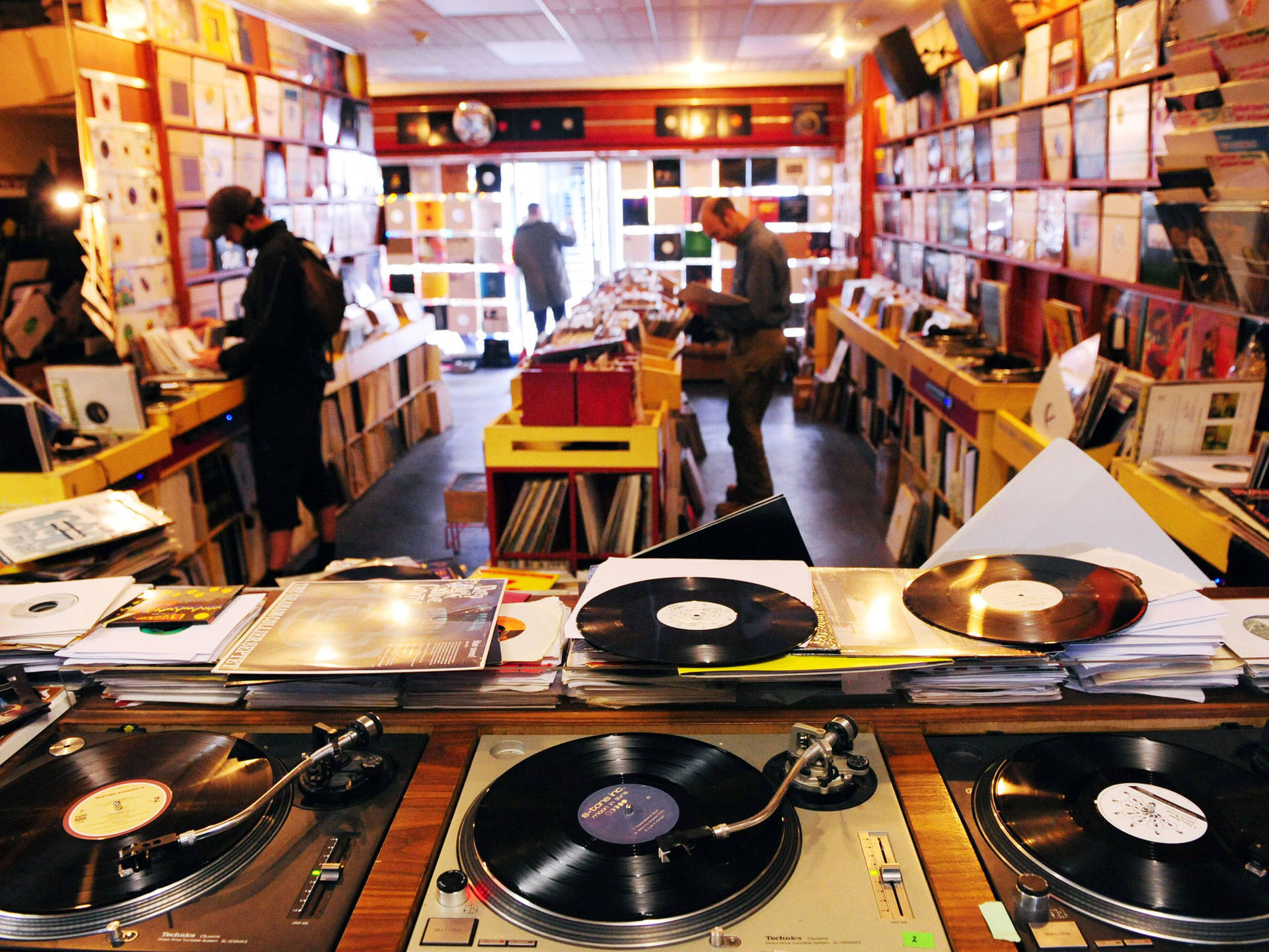 Record Players In A Record Store