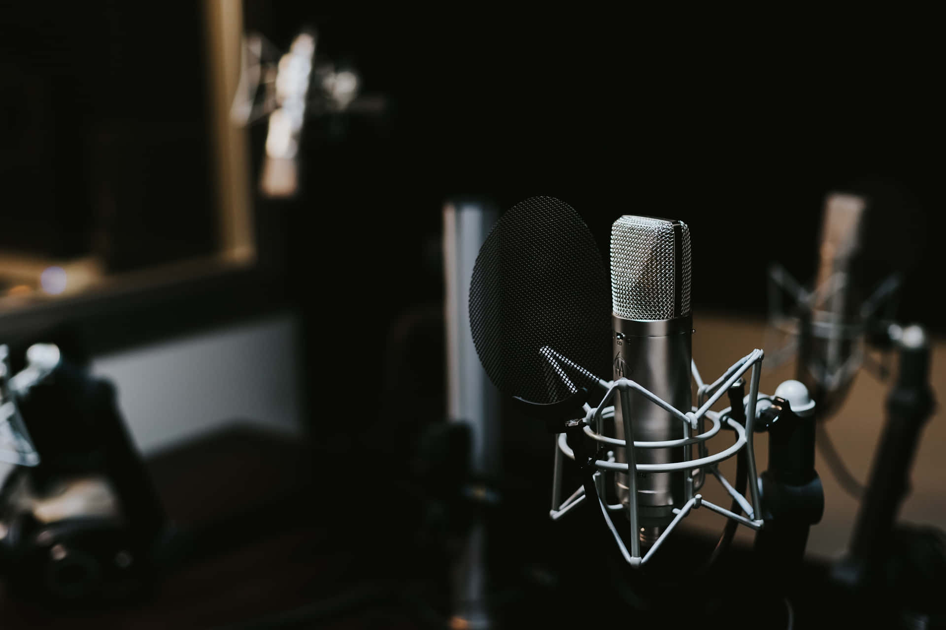 Recording Microphone In The Studio Background