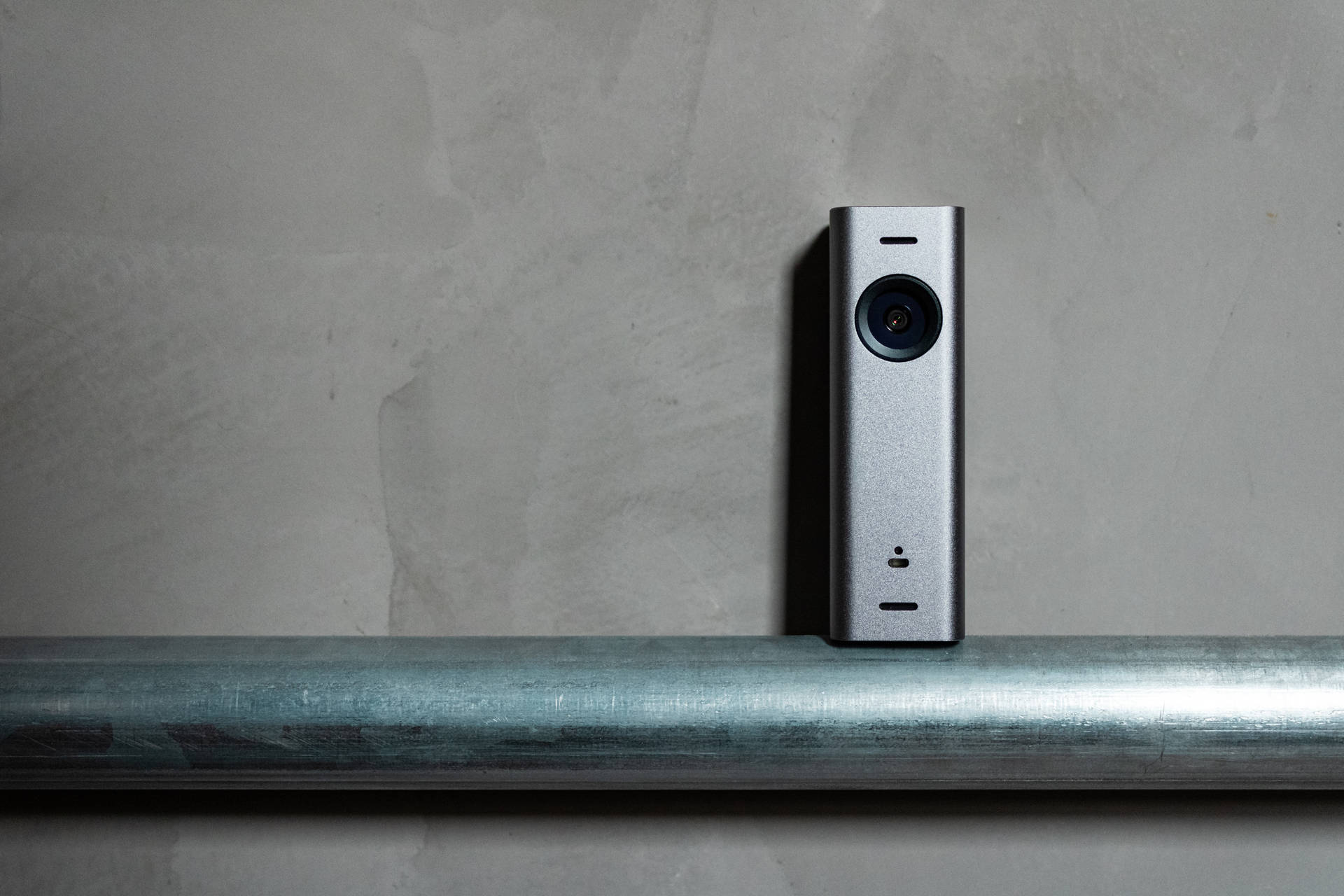 Rectangular Tall Silver Webcam On Metal Background