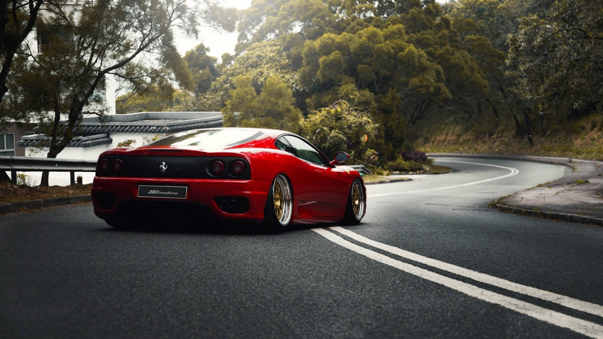 Red 1920x1080 Ferrari 360 Modena Parked Background