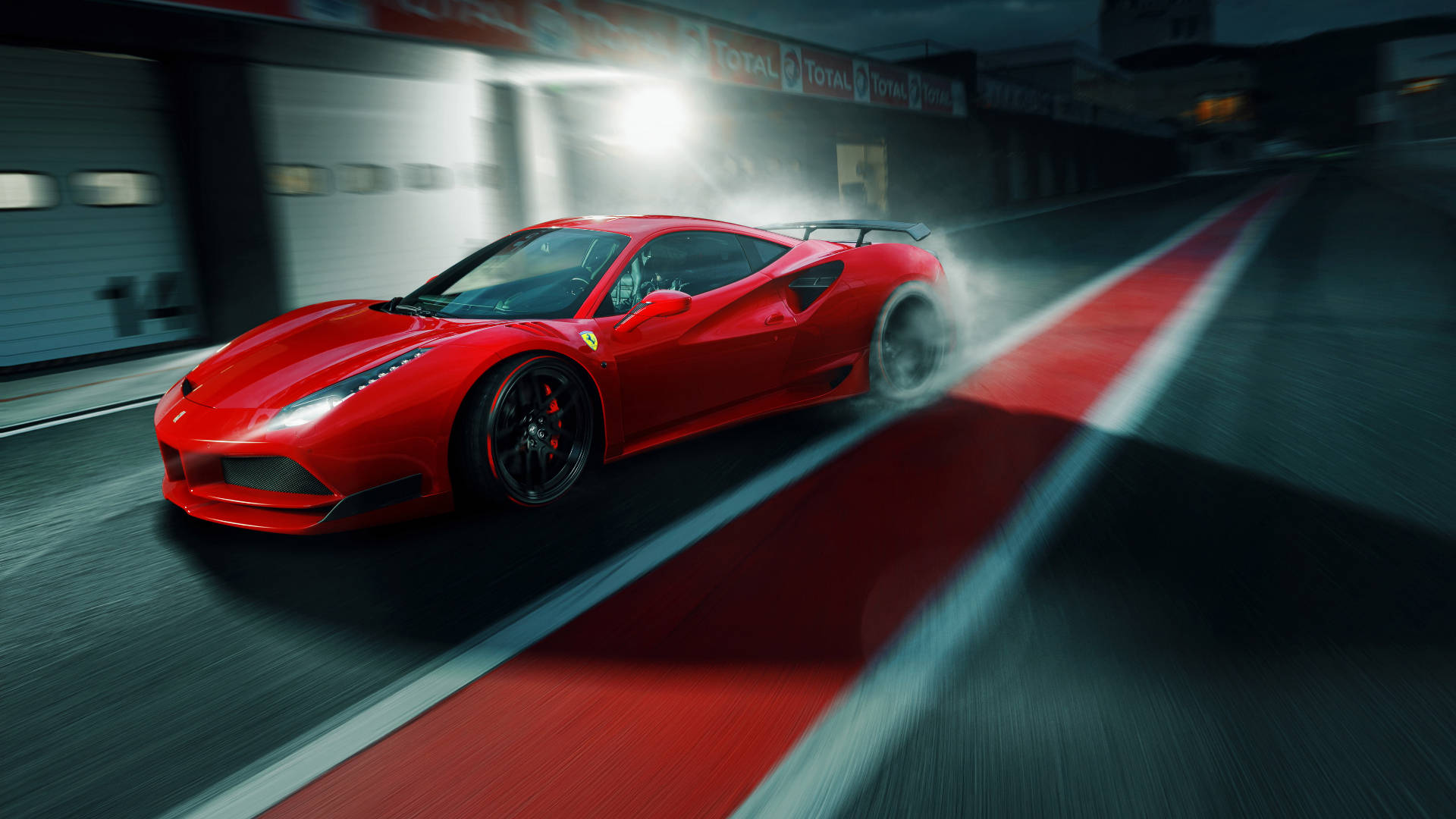 Red 1920x1080 Ferrari 488 Gtb Pits Background