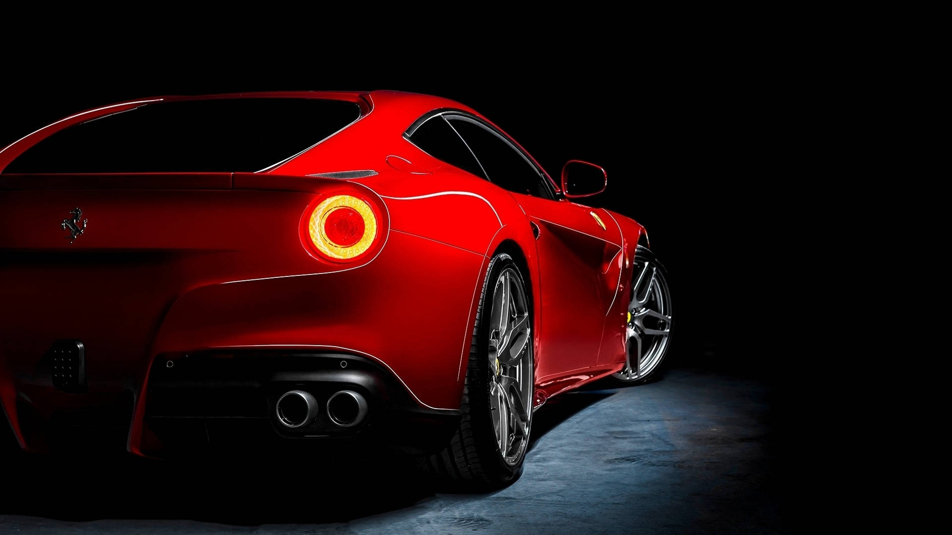 Red 1920x1080 Ferrari F12 In Dark Room Background