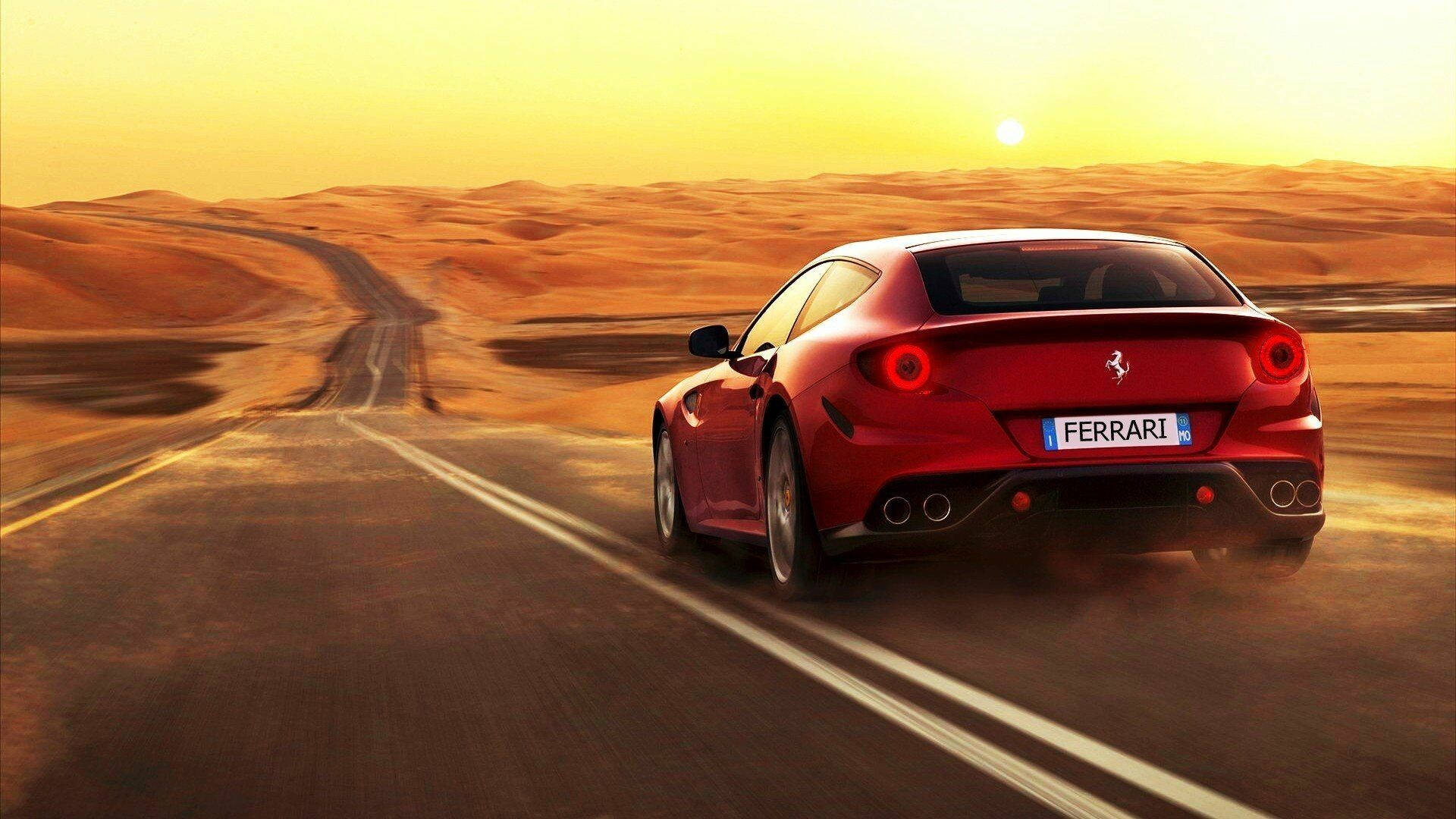 Red 1920x1080 Ferrari Ff Desert Sun Background