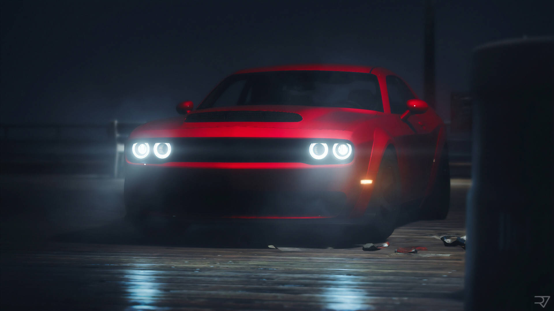 Red 2018 Dodge Challenger Demon 4k