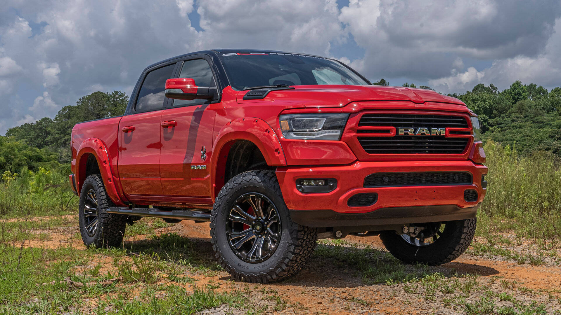 Red 2019 Ram Truck Background