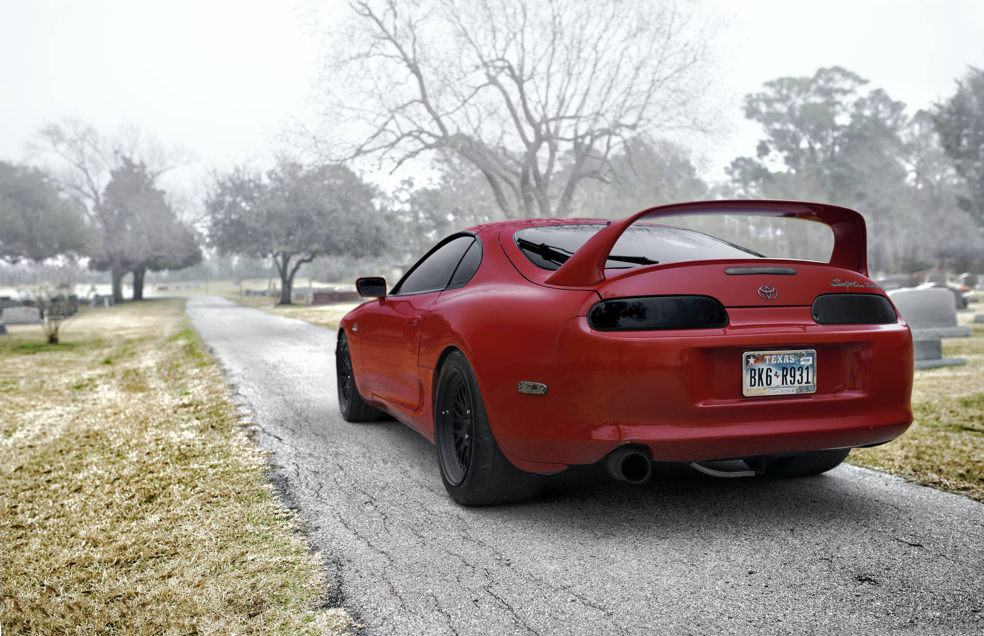 Red 4k Supra Rear View Background