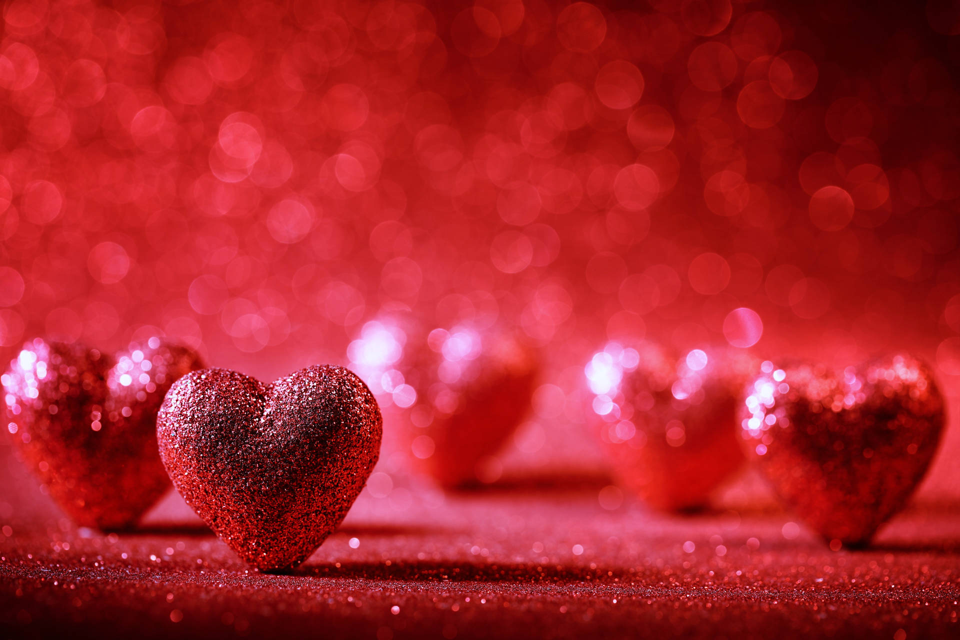 Red 4k Uhd Glittered Hearts Background