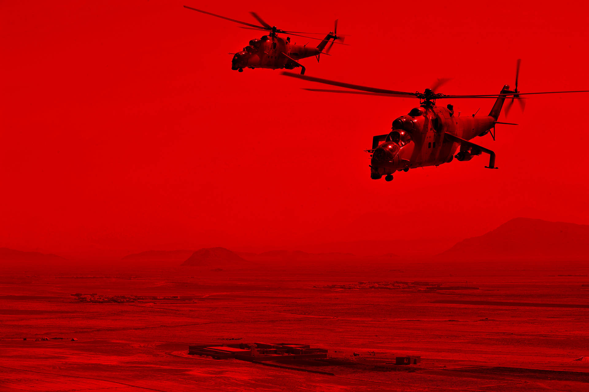 Red 4k Uhd Military Helicopter Background