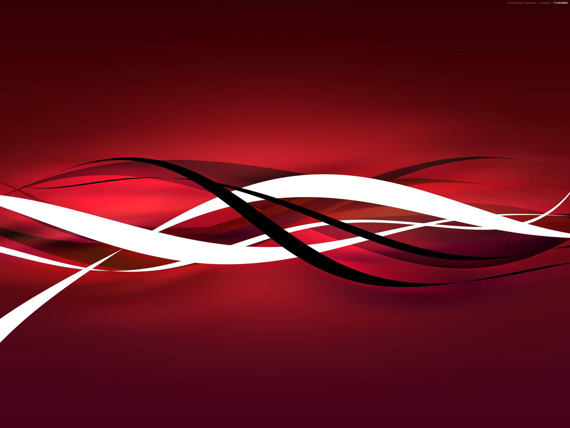 Red Abstract Art With Wave Lines