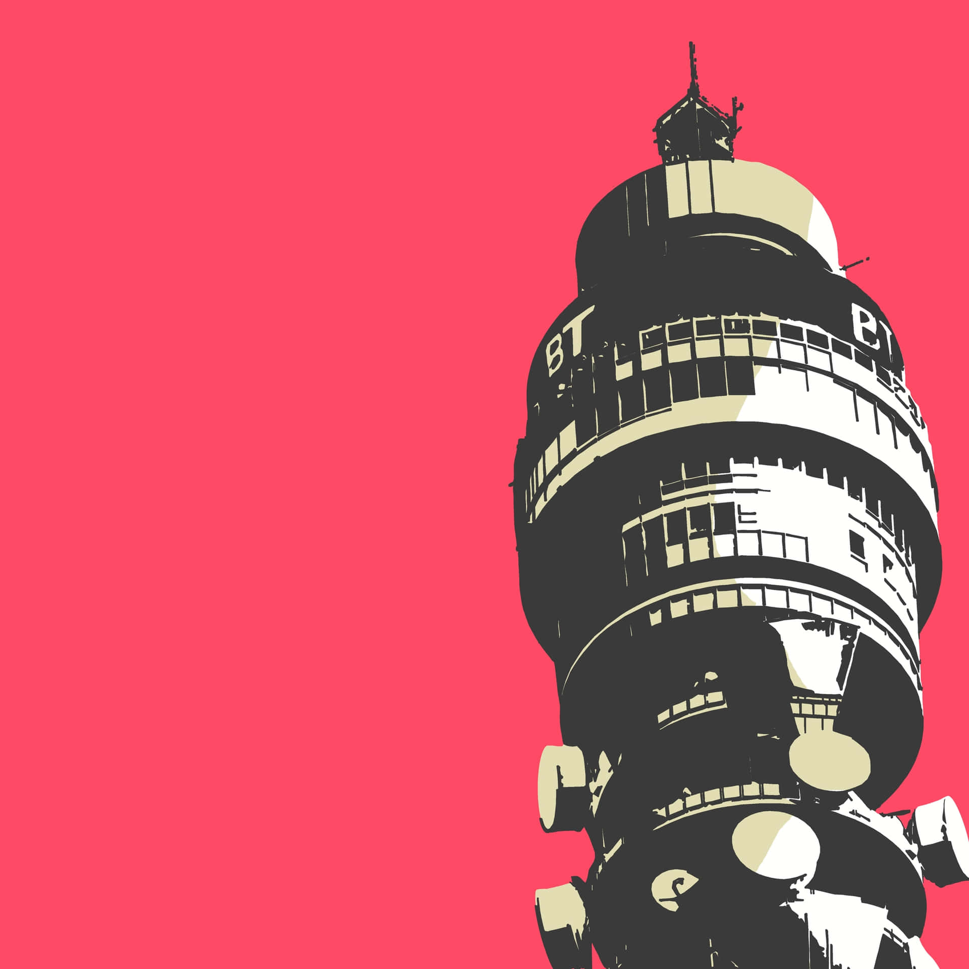 Red Aesthetic Bt Tower Mobile Background