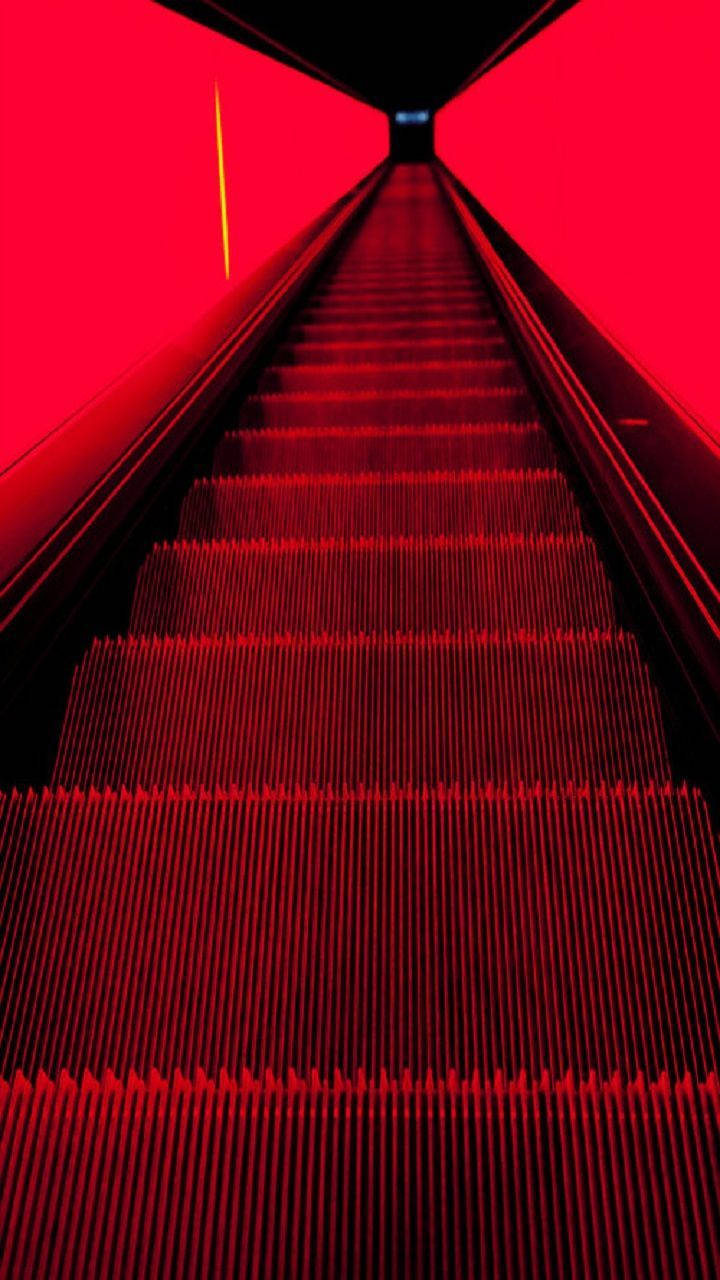 Red Aesthetic Escalator Background