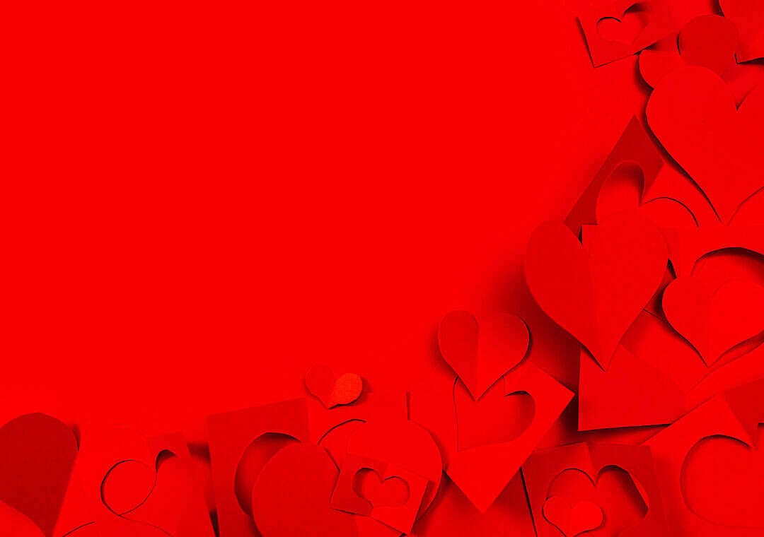 Red Aesthetic Heart Paper Cutouts Background