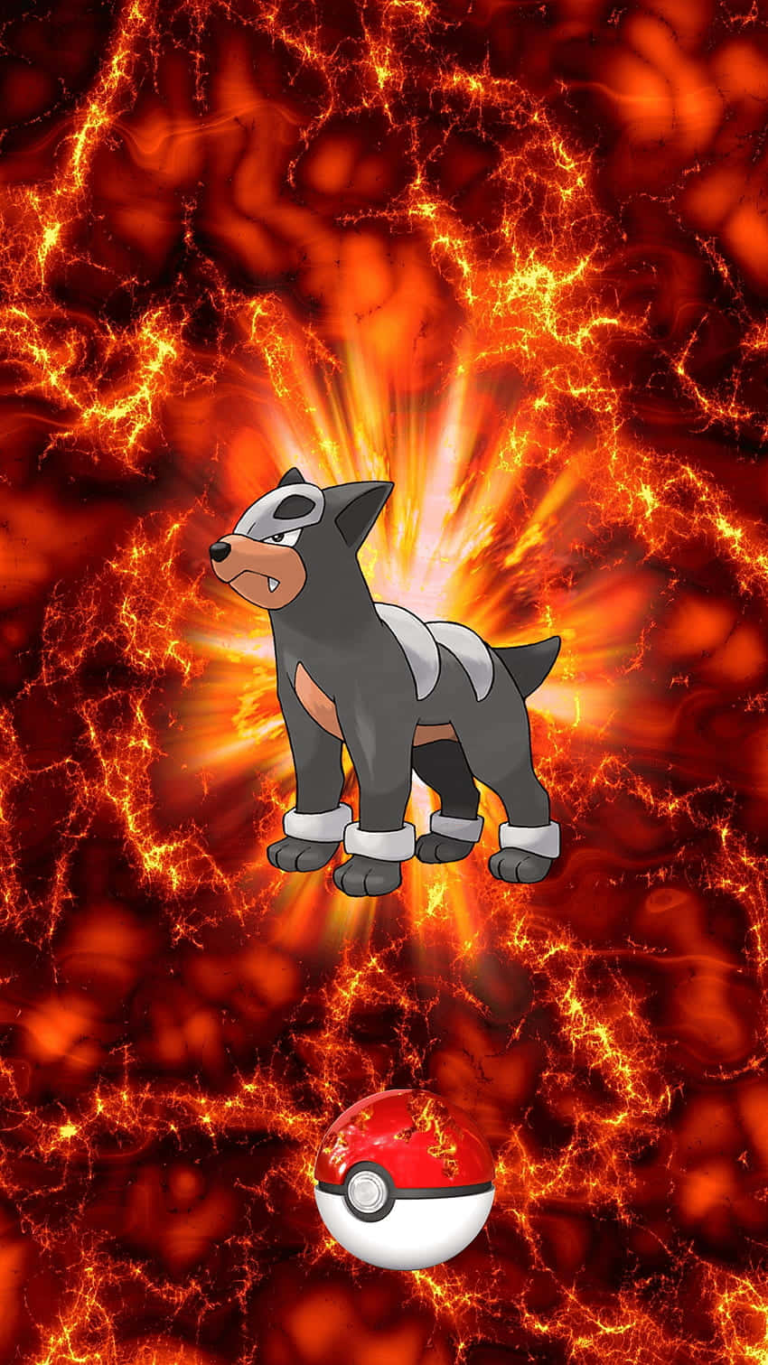Red Aesthetic Houndour Phone Background