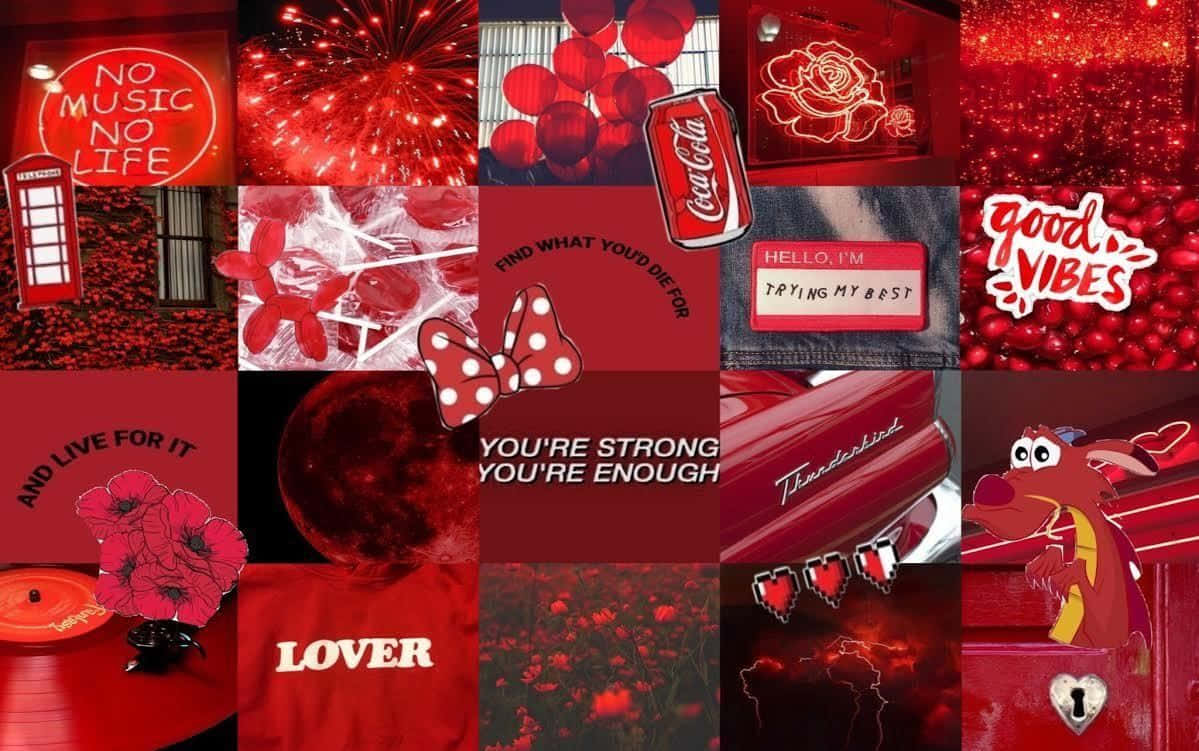 Red Aesthetic Laptop Balloons Candies