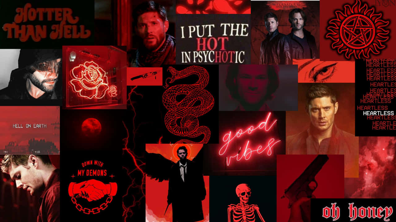 Red Aesthetic Laptop Dean Winchester Background